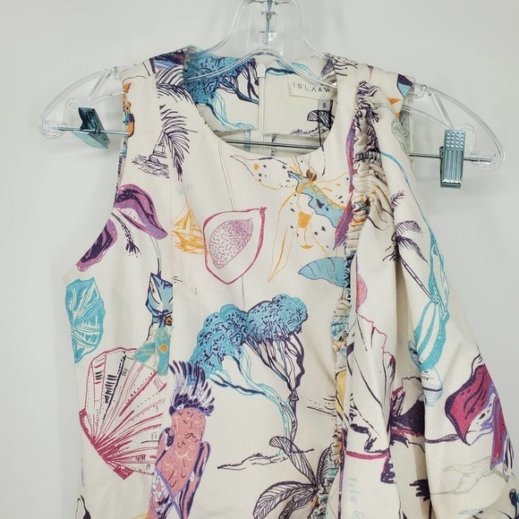 Isla & White Edelira Drape Ruffle Minidress in Canto De Playa Size Small NEW - Picture 6 of 7